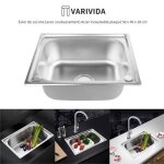 �vier de cuisine - varivida - 50 x 40 cm - 1 bac - acier inoxydable plaqu�