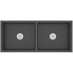 vier de cuisine - vidaxl - rectangulaire - 2 bacs - inox noir - design contemporain