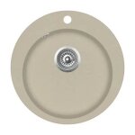 �vier de cuisine - vidaxl - rond - granit - beige - 1 bac - sans �gouttoir