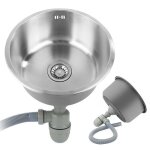 �vier encastrable � 1 bac kedia - cuisine - fabriqu� � la main - acier inoxydable - manuel - rond - gris ...