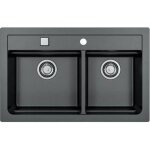 Evier  encastrer - granit - noir - 2 bacs - 79 x 50 cm - atrox - stradour
