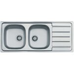 Evier inox 18 / 10  encastrer rversible - moderna - 2 cuves + gouttoir - sans vidage - 116x50cm