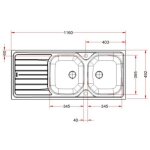 Evier inox � encastrer 2 cuves 116x50cm avec �gouttoir - franke - 898311