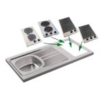 Evier pour kitchenette 100x60cm avec découpe pour domino (non fourni) réversible. Evier pour kitchenette 100x60cm avec découpe pour domino (non fourni) réversible.