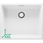 Primagran evier sous plan blanc 56x47cm evier en granit 1 bac + kit de vidage �vier au meuble 60cm - ...