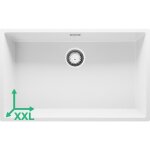 Primagran evier sous plan blanc 76x47cm evier en granit 1 bac + kit de vidage �vier au meuble 80cm - ...