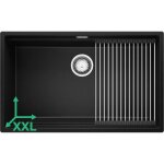 Evier sous plan noir 76 x 47 cm evier en granit 1 bac + kit de vidage �vier au meuble 80cm - prague 80 ...