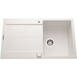 Ewi evier cuisine  encastrer 1 bac + 1 gouttoir tamaris - granit - 86 x 50 cm - blanc