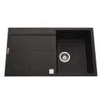 Ewi evier cuisine � encastrer 1 bac + 1 �gouttoir tamaris - granit - 86 x 50 cm - noir