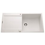 Ewi evier cuisine à encastrer 1 grand bac + 1 égouttoir tamaris - granit - 100 x 50 cm - blanc Ewi evier cuisine à encastrer 1 grand bac + 1 égouttoir tamaris - granit - 100 x 50 cm - blanc