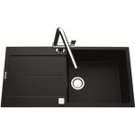 Ewi evier cuisine à encastrer 1 grand bac + 1 égouttoir tamaris - granit - 100 x 50 cm - noir Ewi evier cuisine à encastrer 1 grand bac + 1 égouttoir tamaris - granit - 100 x 50 cm - noir