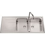 Ewi evier cuisine  encastrer 2 bacs + 1 gouttoir saphir - inox - 116 x 50 cm