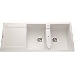 Ewi evier cuisine à encastrer 2 bacs + 1 égouttoir tamaris - granit - 116 x 50 cm - blanc Ewi evier cuisine à encastrer 2 bacs + 1 égouttoir tamaris - granit - 116 x 50 cm - blanc
