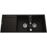 Ewi evier cuisine  encastrer 2 bacs + 1 gouttoir tamaris - granit - 116 x 50 cm - noir