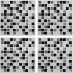 Carrelage mural faïence adhésive motifs mosaïques noir et blanc - 4 plaques 26x26cm Carrelage mural faïence adhésive motifs mosaïques noir et blanc - 4 plaques 26x26cm