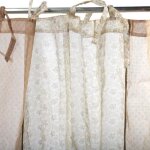 Voilage en coton  nouettes motifs floraux beige 110x250