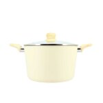 Faitout 24cm colorama creme - en aluminium - revetement antiadhesif en ceramique