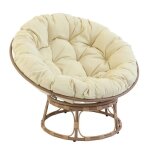 Fauteuil en acier et rotin synthtique avec coussin blanc - oviala