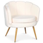 Fauteuil arrondi brenda tissu bouclette beige