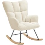 Fauteuil - tectake - fauteuil  bascule rembourr au tissu boucl grand dossier et patins pour le sol ...