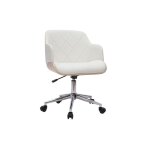 Miliboo - chaise de bureau � roulettes design blanc bois clair et acier chrom� sandro