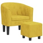 Fauteuil cabriolet - fydun - ve017 - jaune velours - repose - pied inclus - design contemporain