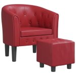 Fauteuil cabriolet - keenso - kn005 - rouge bordeaux - similicuir - repose - pied inclus