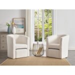 Fauteuil cabriolet en tissu bouclette blanc - vente - unique - jovana - 1 place - avec pouf