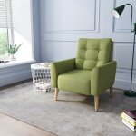 Fauteuil - canap� 1 place en polyester avec pieds en bois massifpour chambre salon balcon bureau vert ...