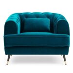 Menzzo fauteuil capitonn� style boudoir glams velours bleu canard