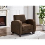Fauteuil club en microfibre marron aspect cuir vieilli madie ii