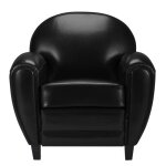 Fauteuil noir en croute de cuir enduite - club - rendez - vous dco