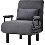 Fauteuil convertible canap - lit convertible 1 place avec dossier rglable en lin gris