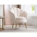 Fauteuil coquillage en velours beige - vente - unique - lalea - pieds en métal dorés - style art déco ... Fauteuil coquillage en velours beige - vente - unique - lalea - pieds en métal dorés - style art déco ...