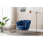 Fauteuil coquillage en velours bleu nuit dandelion