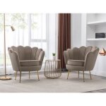 Fauteuil coquillage en velours taupe dandelion