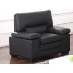 Fauteuil en cuir de buffle mimas - vente - unique - 1 place - noir - avec accoudoirs - classique - intemporel ...