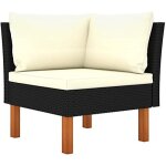 Fauteuil dangle - vidaxl - eucalyptus massif - polyrotin - noir - 2 personnes