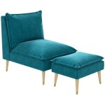 Homcom - fauteuil de relaxation avec repose - pieds - velours (100% polyester) - 62x78x82cm - bleu