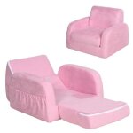 Fauteuil enfant inclinable dim. 51 x 45 x 38 cm velours rose