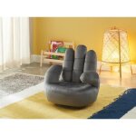 Fauteuil main enfant pivotant en velours catchy - anthracite