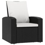 Fauteuil inclinable de jardin avec coussins noir r�sine tress�e mothinessto ly0657