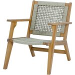 Fauteuil de jardin bas - merida - bois dacacia fsc - corde tress�e - 60 x 76 x 73 cm - vert kaki