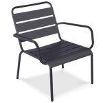 Fauteuil de jardin bas relax acier anthracite palavas oviala