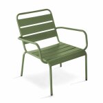 Fauteuil de jardin bas relax acier vert cactus palavas oviala