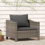 Fauteuil de jardin avec coussin gris r�sine tress�e ly0683 mothinessto