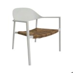 Fauteuil de jardin lounge en aluminium et résine bage blanc beige Fauteuil de jardin lounge en aluminium et résine bage blanc beige