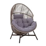 Fauteuil de jardin oeuf sur pied en rotin synthétique 142 cm beige - oviala Fauteuil de jardin oeuf sur pied en rotin synthétique 142 cm beige - oviala
