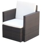 Vidaxl chaise de jardin et coussins et oreillers r�sine tress�e marron