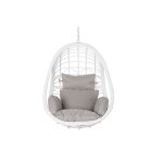Fauteuil de jardin suspendu en rotin synth�tique blanc avec coussin gris - largeur 90 x hauteur 110 x ...